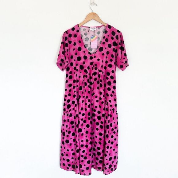 Proud Poppy X Kasey Rainbow Limited Edition Charlie Peak Dress in Pink Cheetah - Picture 1 of 7